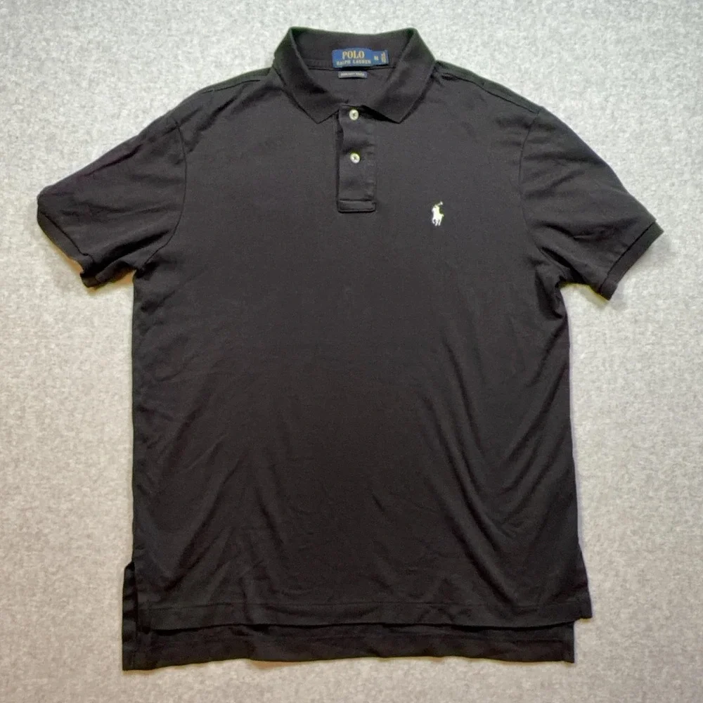 Polo Ralph Lauren Polo Shirt Mens Medium Black Pima Soft Touch Cotton Pony Logo